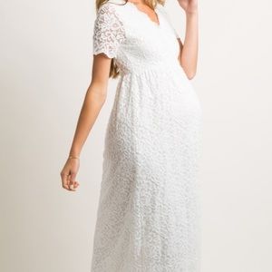 Pinkblush white overlay wrap maternity dress